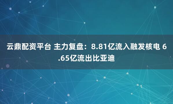 云鼎配资平台 主力复盘：8.81亿流入融发核电 6.65亿流出比亚迪