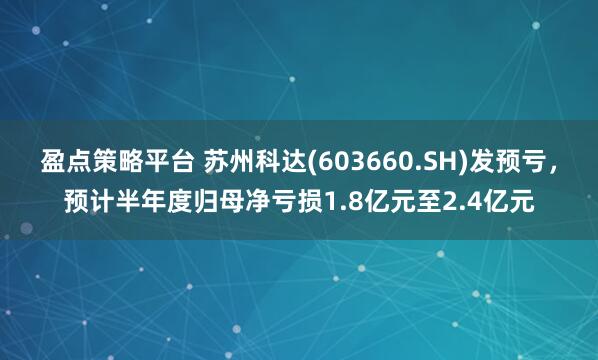 盈点策略平台 苏州科达(603660.SH)发预亏，预计半年度归母净亏损1.8亿元至2.4亿元
